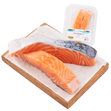 Zalmfilet op huid